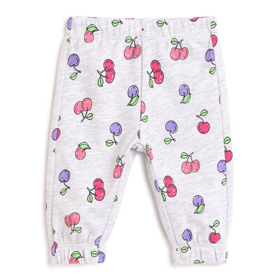 Girls Light Grey Printed Trouser